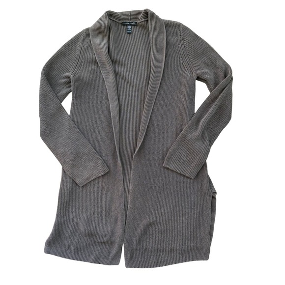 Eileen Fisher Sweaters - Eileen Fisher Womens XXS Organic Cotton Silk Shaker Knit Shawl Cardigan Grey